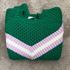 MILLY Green White & Lavender Varsity Women's Sweater ~ size small